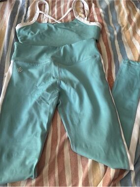 Light Teal High-Waist Leggings & Strappy Sports Bra Set